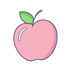 Fototapeta premium Pink apple vector illustration fresh fruit design healthy food sweet dessert organic agriculture diet snack icon