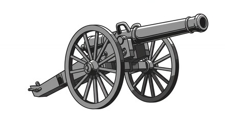 Fototapeta premium Gray scale historical cannon illustration