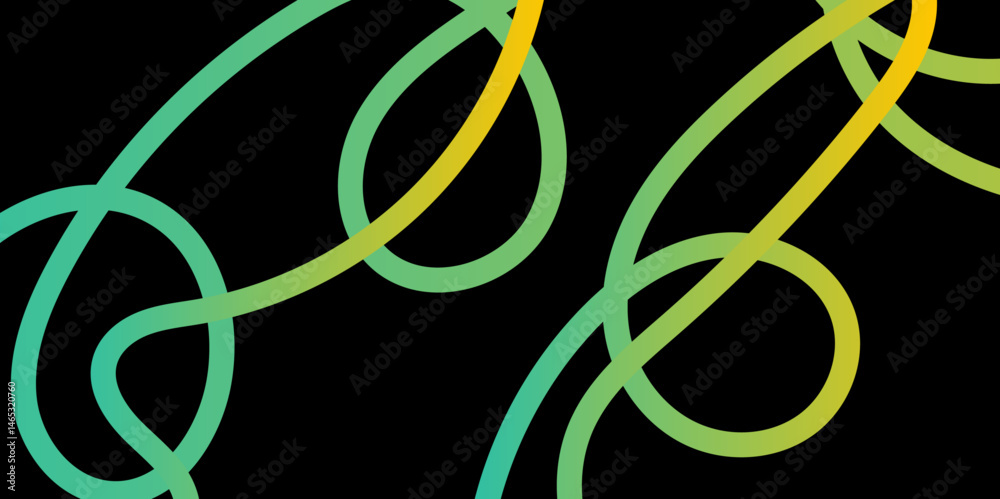Fototapete abstract gradient color line smooth dynamic shapes geometric pattern on black background, simple abs