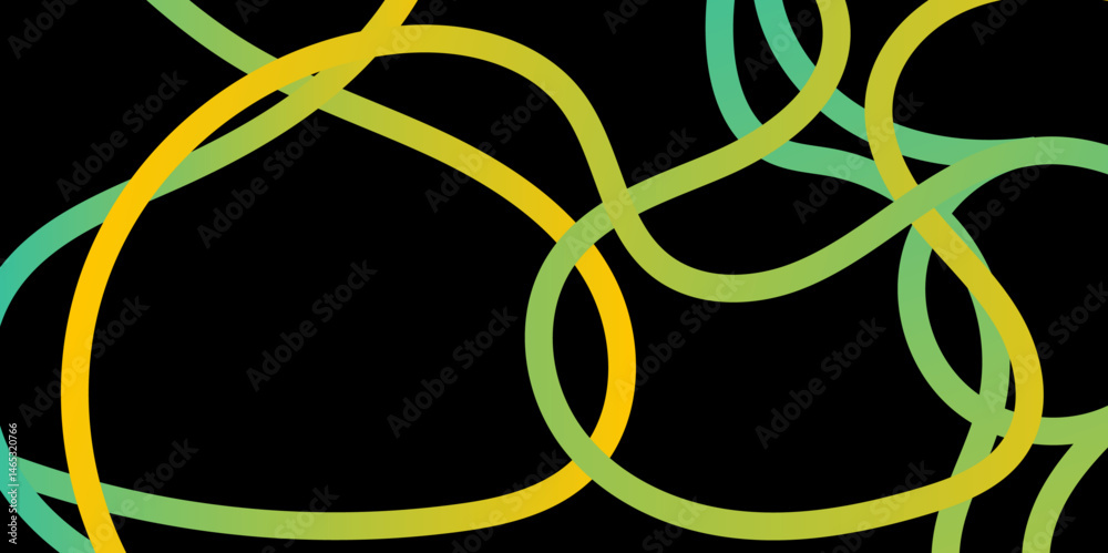 Fototapete abstract gradient color line smooth dynamic shapes geometric pattern on black background, simple abs