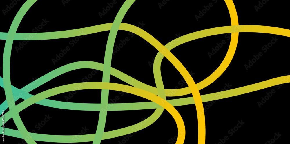 Fototapete abstract gradient color line smooth dynamic shapes geometric pattern on black background, simple abs