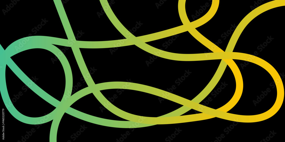 Fototapete abstract gradient color line smooth dynamic shapes geometric pattern on black background, simple abs
