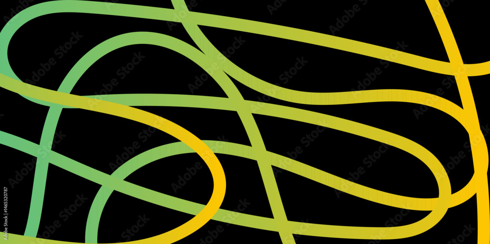 Fototapete abstract gradient color line smooth dynamic shapes geometric pattern on black background, simple abs