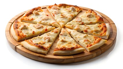 Classic Chicken and Cheese Pizza on a Wooden Board