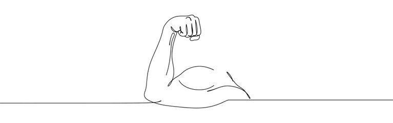 Bicep muscle continuous one line drawing. Strong bodybuilder arm.