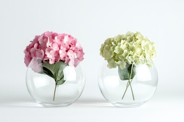 Hydrangea Flowers in Glass Vase