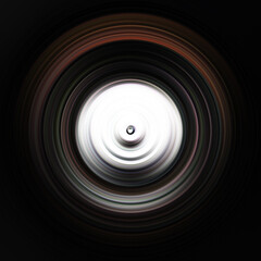 Colorful radial motion effect. Abstract rounded background. Color curves and sphere.