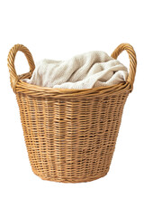 Isolated Wicker Basket with White Blanket