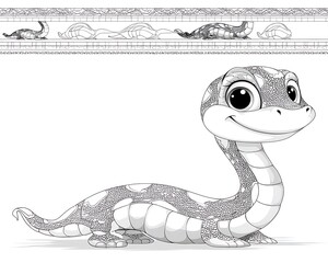 Cute lizard coloring page