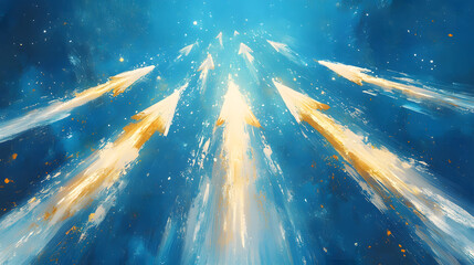 Blue background with upward arrows, a symbol of growth, progress, and positive momentum