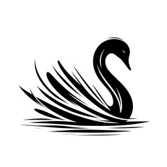 Naklejka premium Elegant black swan silhouette swimming in calm water 