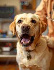 Labrador at the Vet Receiving Care. Generate by Ai
