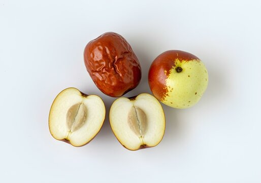 Indian jujube boroi with branch, isolated on white background