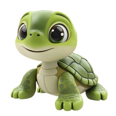 Fototapeta premium cute cartoon baby turtle with big eyes isolated png transparent cutout