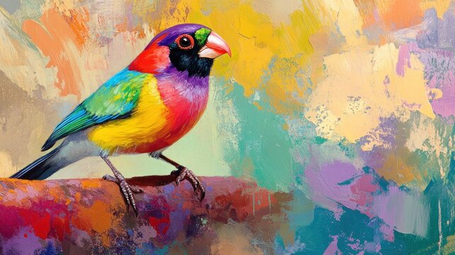 Vibrant colorful bird portrait, abstract style