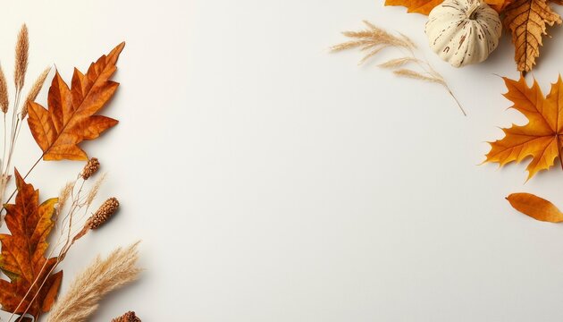 Autumnal display of leaves and gourds
