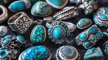 Captivating Blue-Green Elegance: A Diverse Collection of Turquoise Jewelry Radiating Natural Beauty