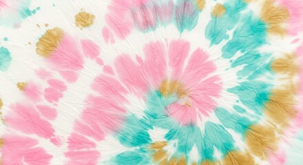 Pastel Tie Dye Swirl Pattern - Abstract tie dye pattern in soft pastel pink, teal, and gold. Perfect for backgrounds, textiles, or designs