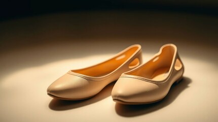 Naklejka premium Elegant Nude Ballet Flats Stylish Comfort and Fashionable Women's Footwear