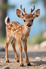 there is a small deer that is standing on the ground