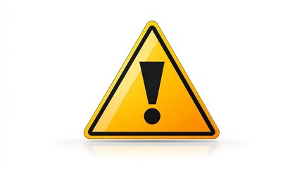 Yellow Triangle Warning Sign, Isolated on White Background, Alert Symbol Warning, Safety