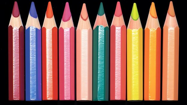 Vibrant Colored Pencils Closeup Shot Art Supplies - Powered by Adobe