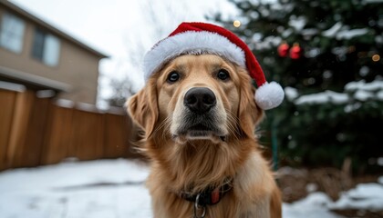Golden Retriever in Santa Hat (3)
