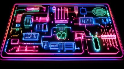 Colorful circuit board graphic