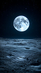 Lunar landscape under a full moon