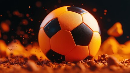 Naklejka premium Fiery Soccer Ball Intense Action and Competition