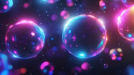 Naklejka premium Glowing orbs in vibrant neon colors