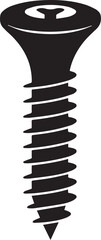 Flat Head Screw in Silhouette Vector | Bold Black Vector Art Illustration for Construction Themes