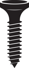 Flat Head Screw in Silhouette Vector | Bold Black Vector Art Illustration for Construction Themes