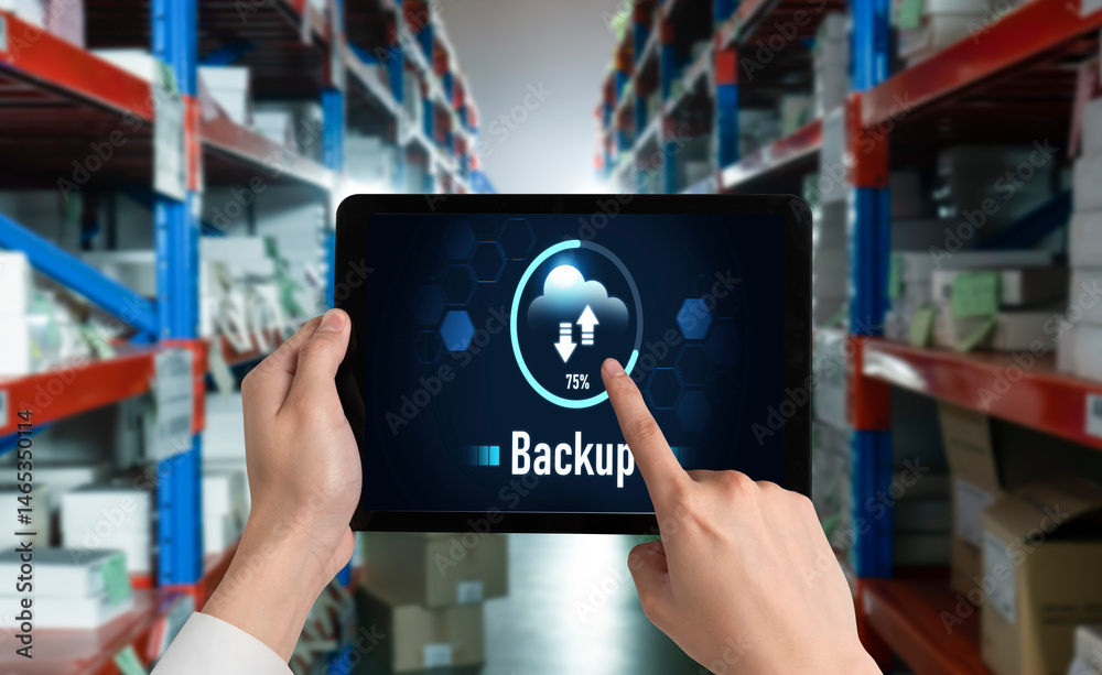 Poster backup storage data internet technology business concept. database storage cloud technology file dat