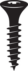 Flat Head Screw in Silhouette Vector | Bold Black Vector Art Illustration for Construction Themes
