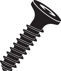 Flat Head Screw in Silhouette Vector | Bold Black Vector Art Illustration for Construction Themes