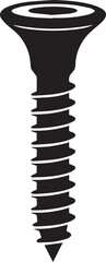 Flat Head Screw in Silhouette Vector | Bold Black Vector Art Illustration for Construction Themes
