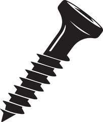 Flat Head Screw in Silhouette Vector | Bold Black Vector Art Illustration for Construction Themes