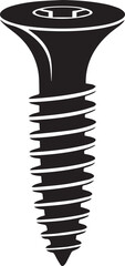 Flat Head Screw in Silhouette Vector | Bold Black Vector Art Illustration for Construction Themes