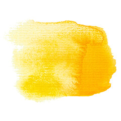 Vibrant yellow and orange watercolor brushstroke on white or transparent background.