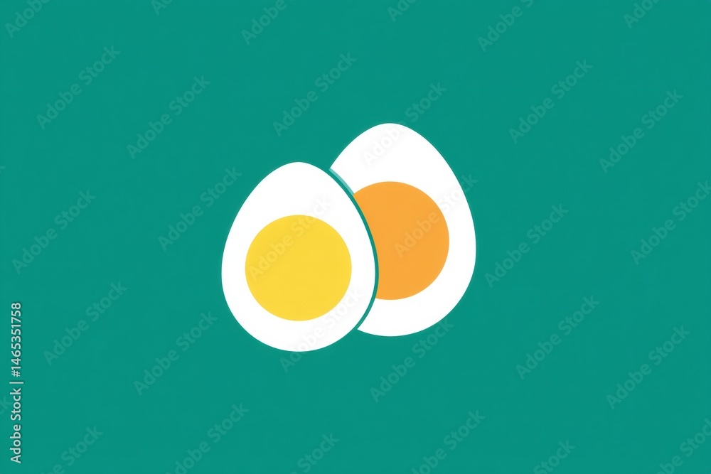 Aufkleber stylized egg cut in half revealing a simple yolk icon in the center against a solid teal background 