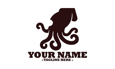 illustration vector cute little squid cartoon and squid cartoon logo design white background