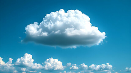 Naklejka premium Single White Cumulus Cloud in Vivid Blue Sky