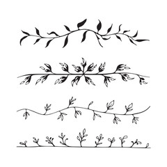 Elegant Floral Leaf Dividers &ndash; Decorative Ornamental Vector Borders Design Set-Generative AI