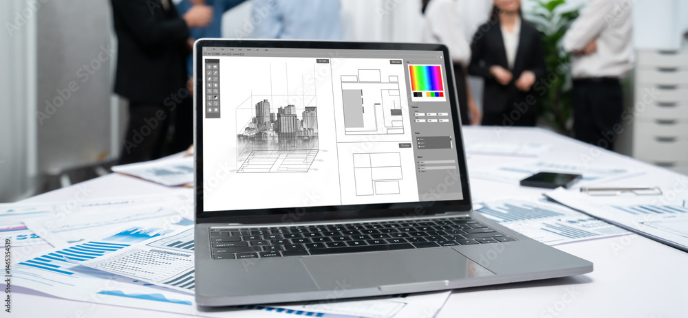 Poster architectural design brisk software application for architect business and professional designer