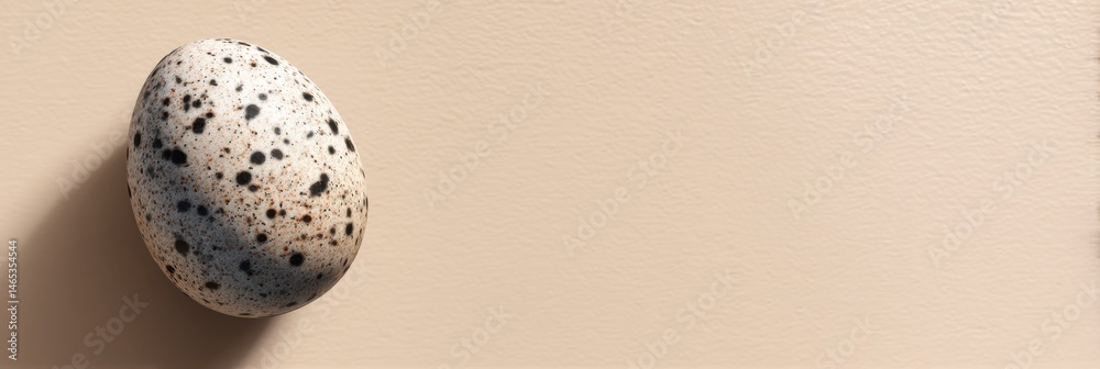 Poster Speckled Egg Illustration Resting in Corner on Soft Beige Background With Subtle Textures and Shadows Enhancing Its Natural Beauty Generative AI