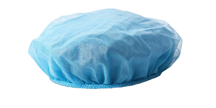 Disposable medical hair cap made of soft non-woven material isolated on white transparent background