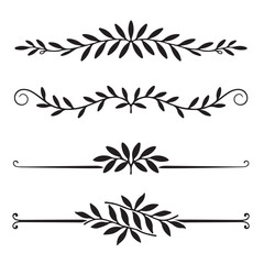 Obraz premium Elegant Floral Leaf Dividers – Decorative Ornamental Vector Borders Design Set-Generative AI