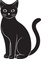 Obraz premium Black Cat Silhouette Vector in Sitting Position
