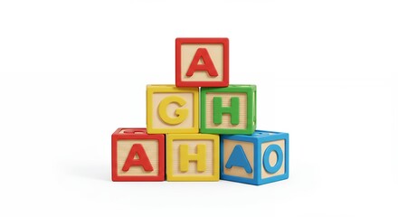 Colorful wooden alphabet blocks stacked
